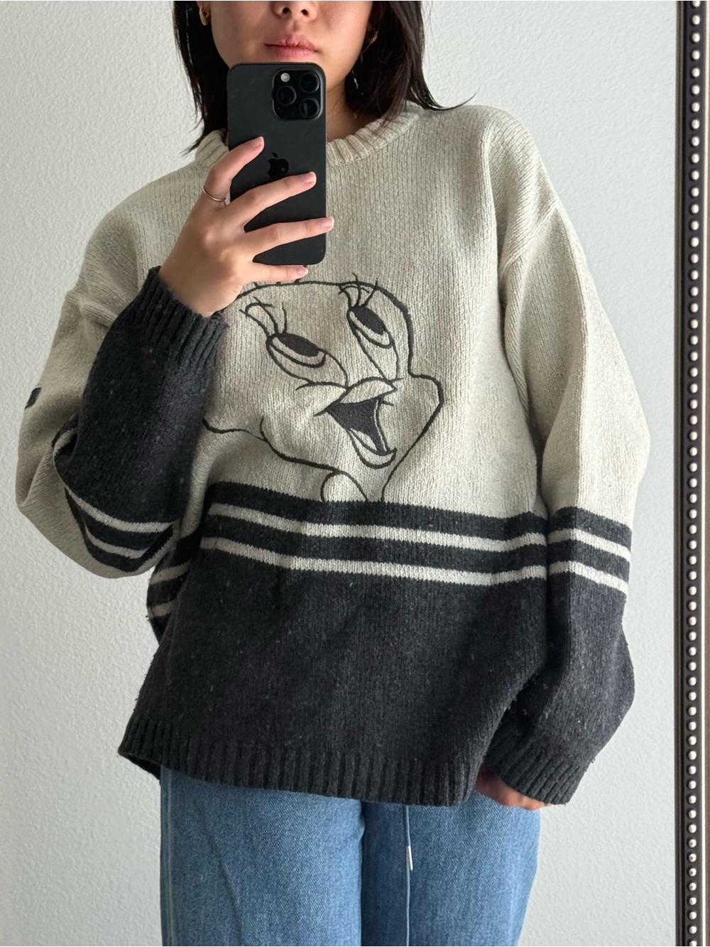Vintage Knit Looney Tunes Titi Cream Sweater Jumper